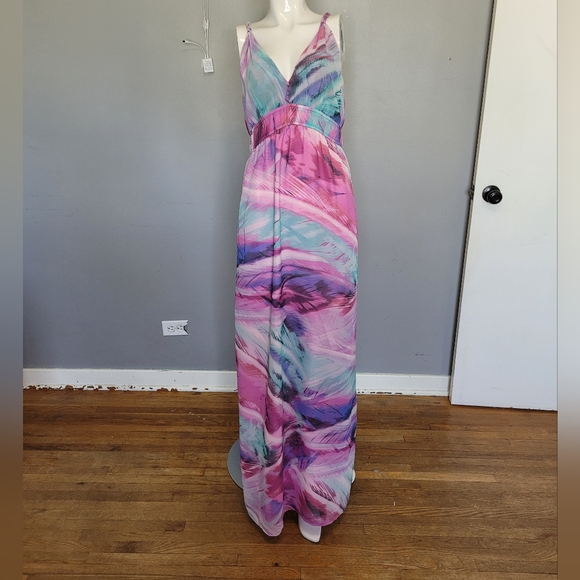 Charlie Jade Feather Print Maxi, VGUC, Size L - Picture 1 of 8